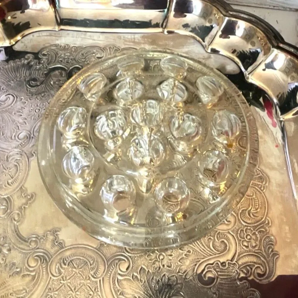 Beautiful vintage glass flower frog 16 holes large